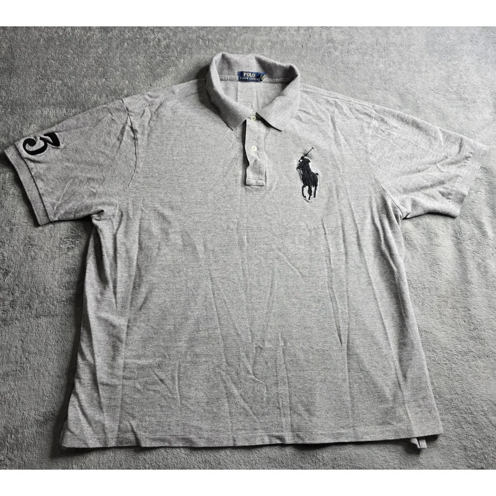 Polo Ralph Lauren Big Pony Polo Shirt Mens 3XB 3XL XXXL Grey Preppy Rugby #3 Big